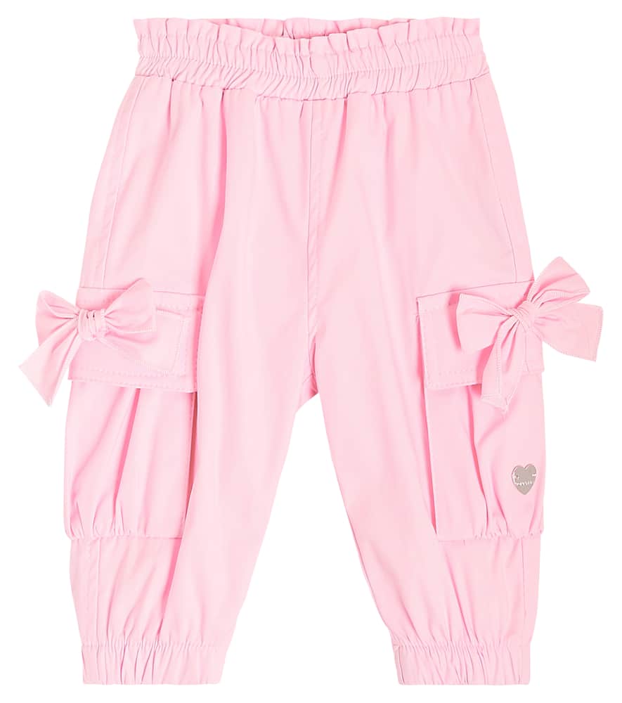 Monnalisa Baby bow-detail cotton-blend cargo pants