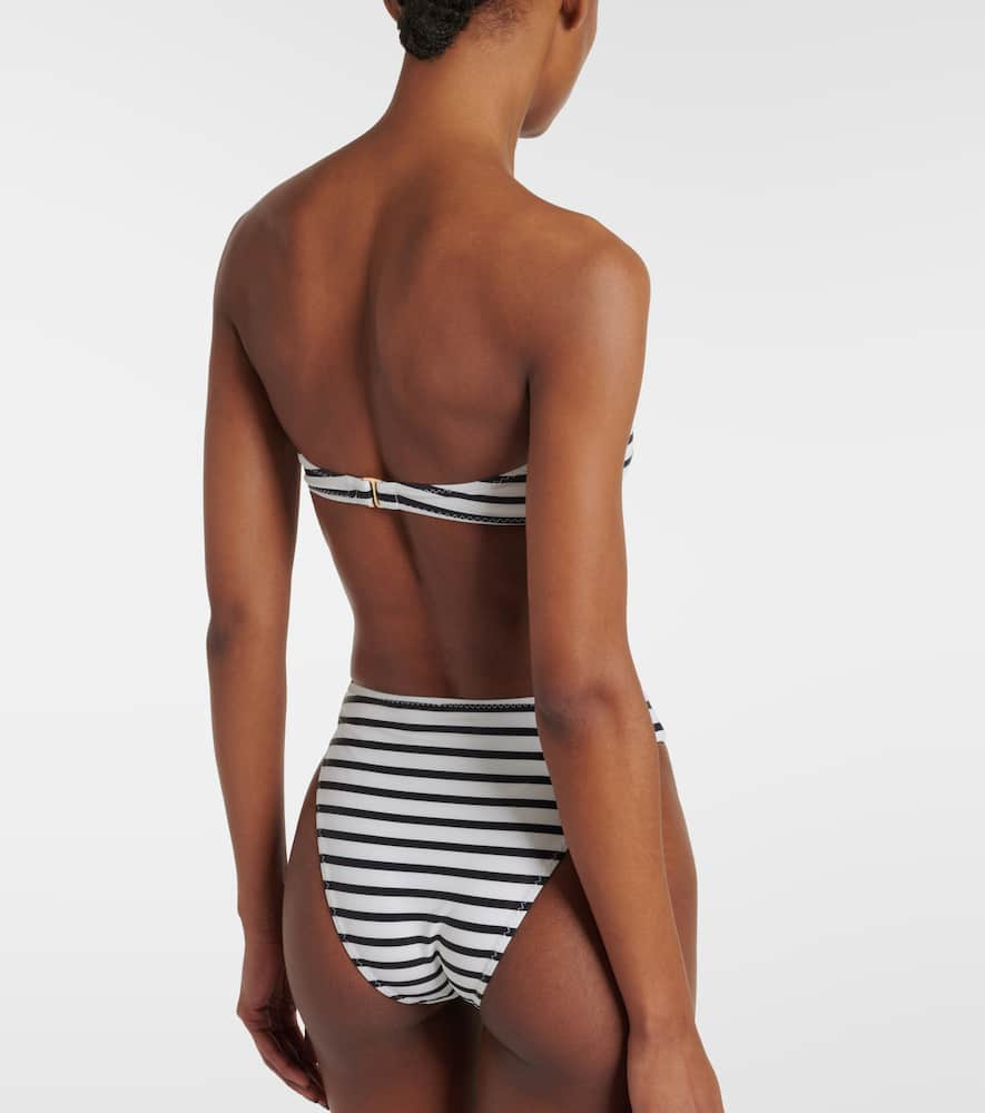 Shop Same Rose Floral-appliqué Bandeau Bikini Top In Cream Black Stripe