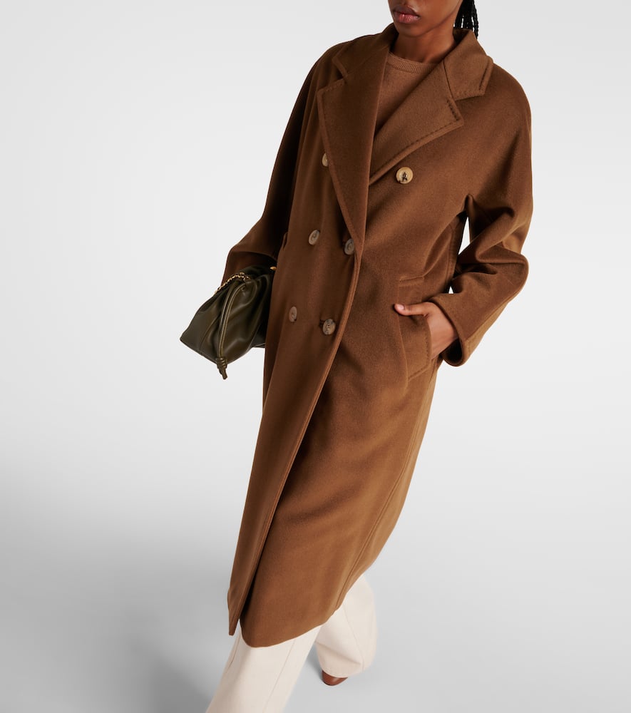 Max Mara Double-breasted Long Coat With Belted Waist In Brown