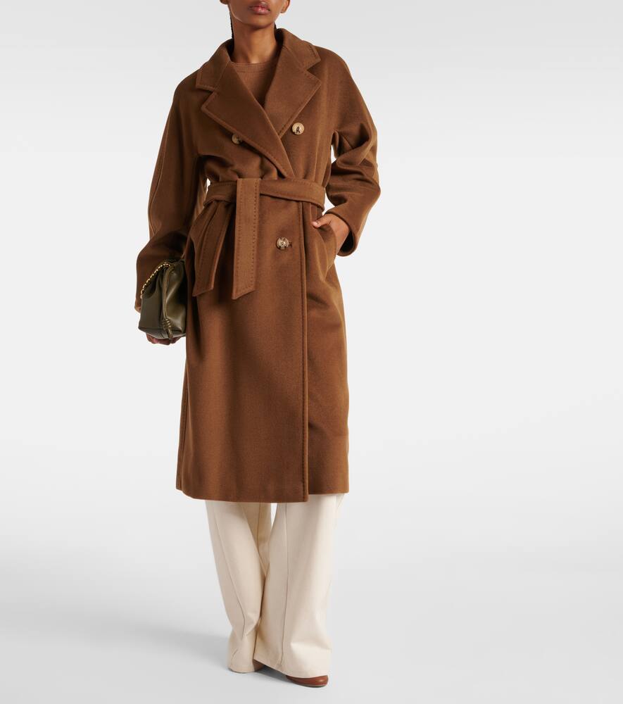 Max Mara Double-breasted Long Coat With Belted Waist In Brown