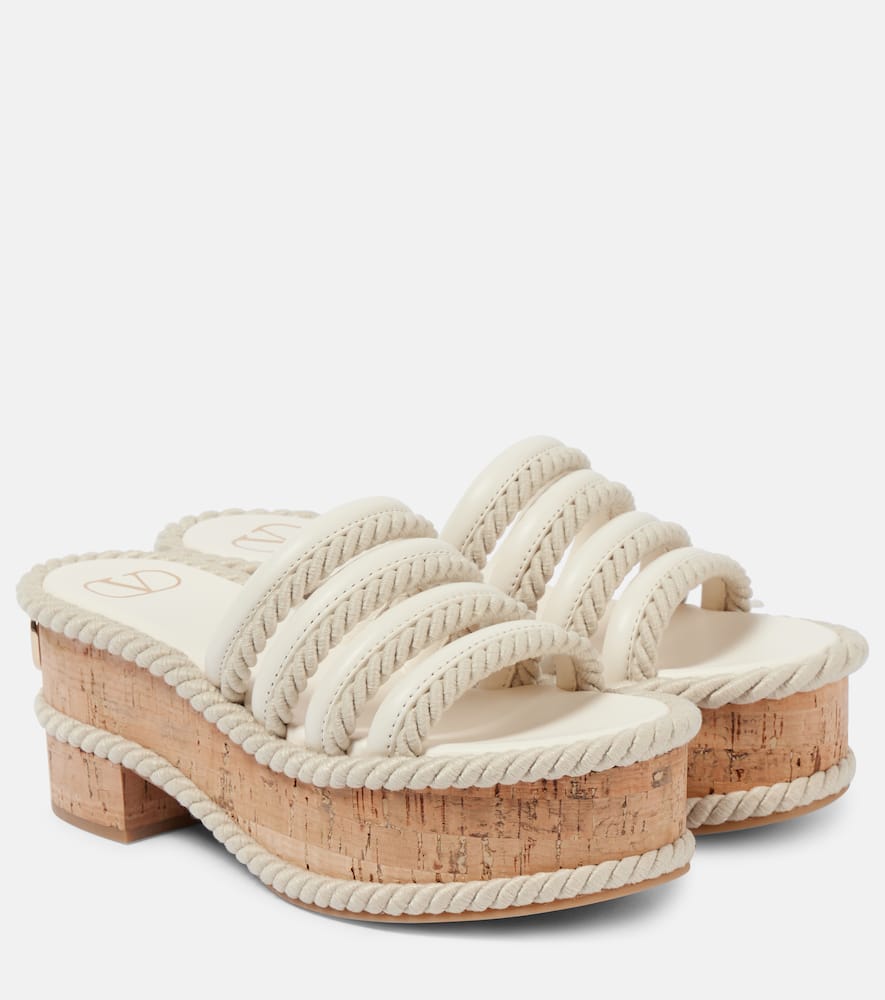 VLogo Summerblocks leather platform mules
