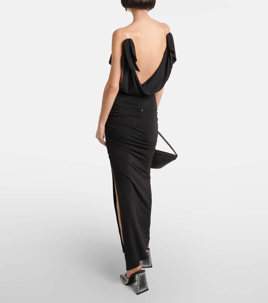 Attico The Abito Lungo Con Ruches In Black