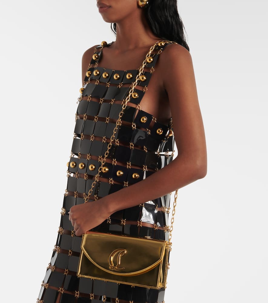 Christian Louboutin Loubi54 Mirrored Leather Clutch In Gold