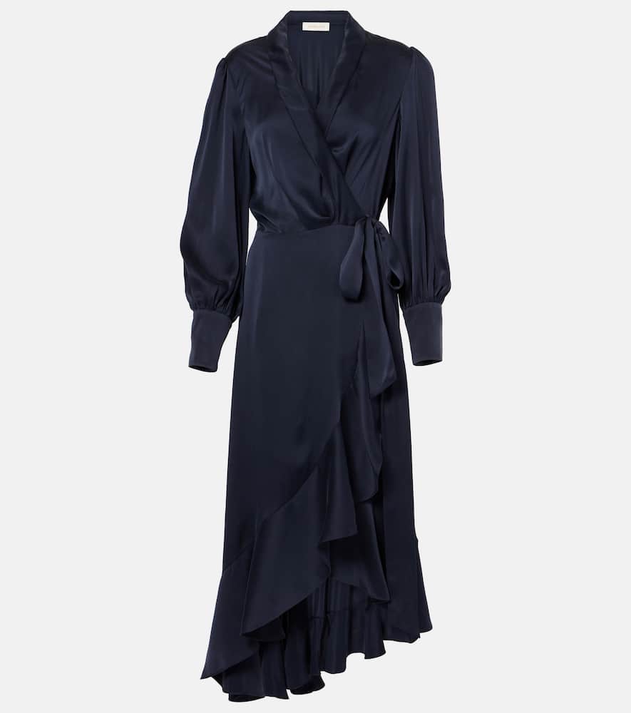 Zimmermann Ruffled silk satin wrap dress