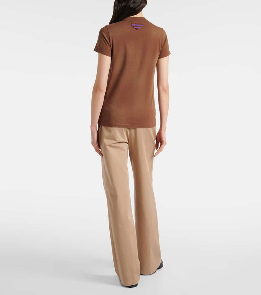 Prada Logo Cotton Jersey T-shirt In Brown