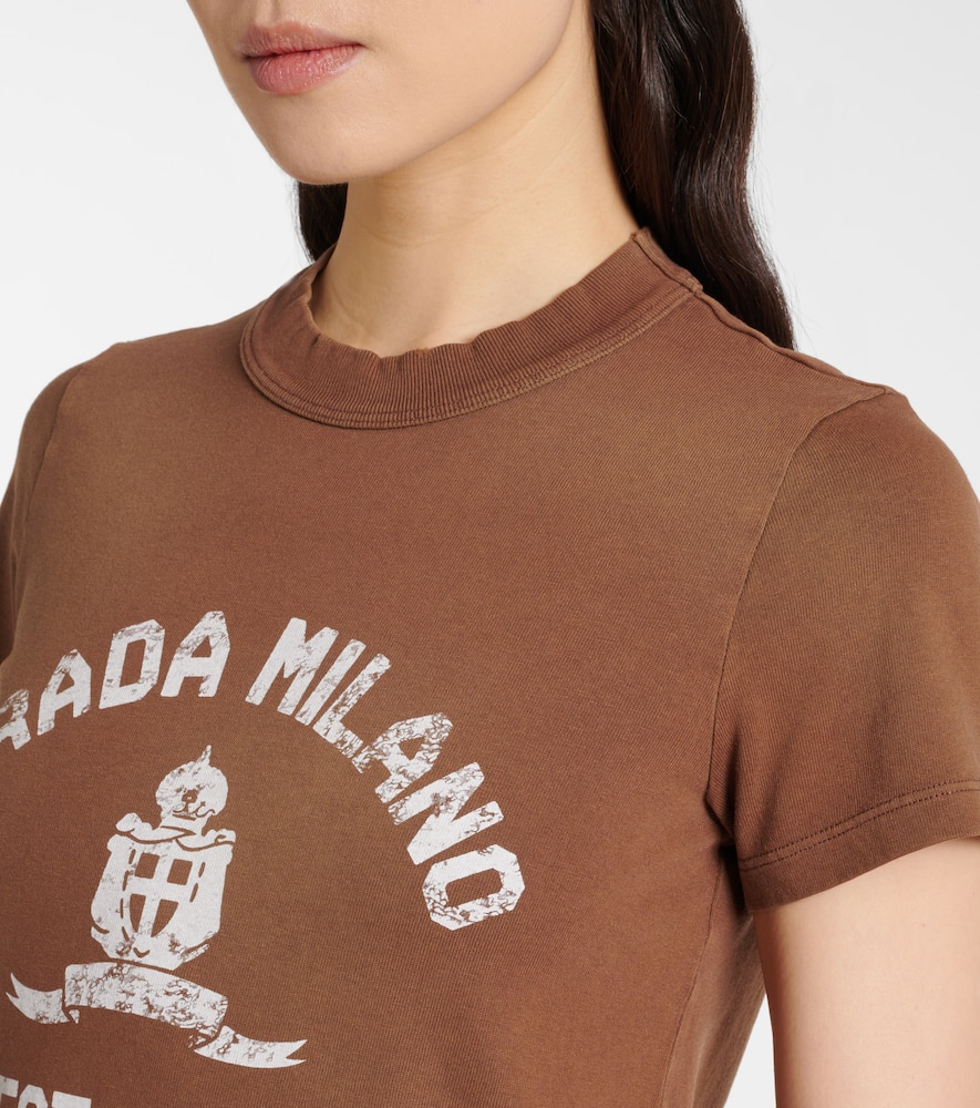 Prada Logo Cotton Jersey T-shirt In Brown