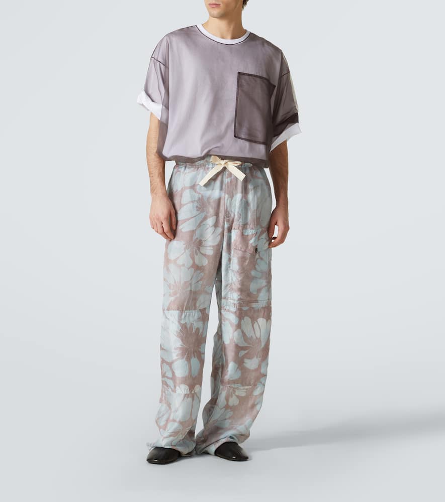 Dries Van Noten Layered Cotton Blend T-shirt With Sheer Overlay In Brown