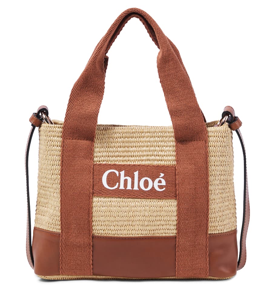 Chloé Kids Chloé raffia-effect shoulder bag