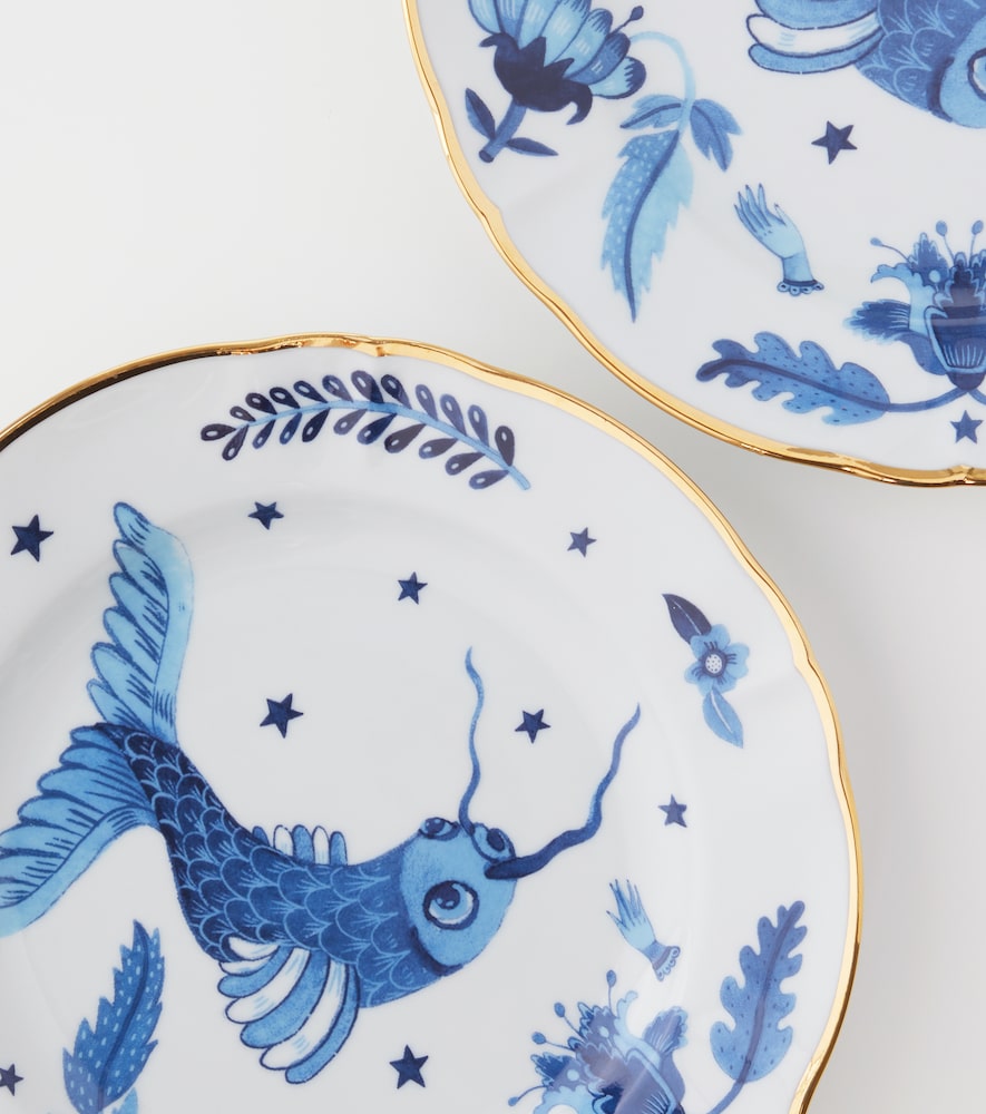  Bitossi Bitossi Set Marino Blue Fish Aus Vier Desserttellern 