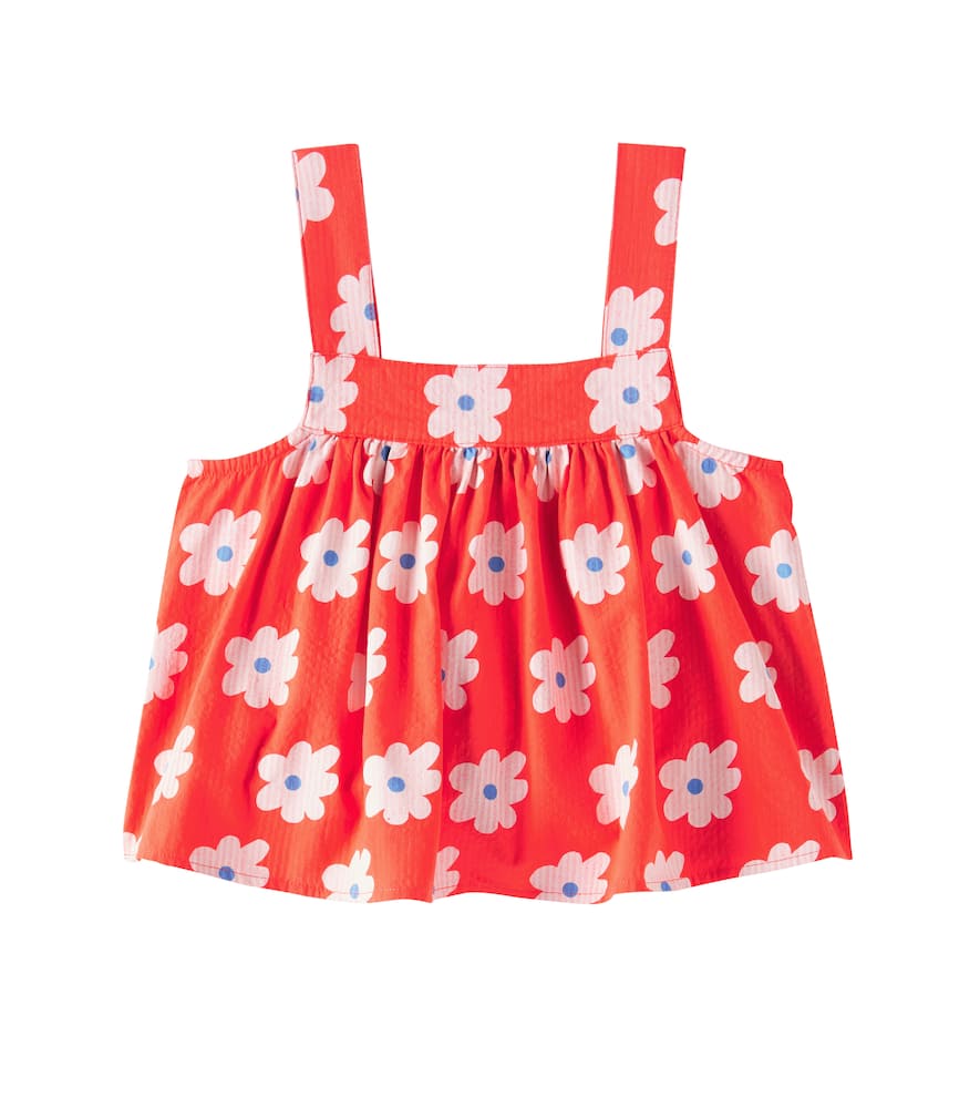 Jellymallow Floral Cotton Blouse In Red