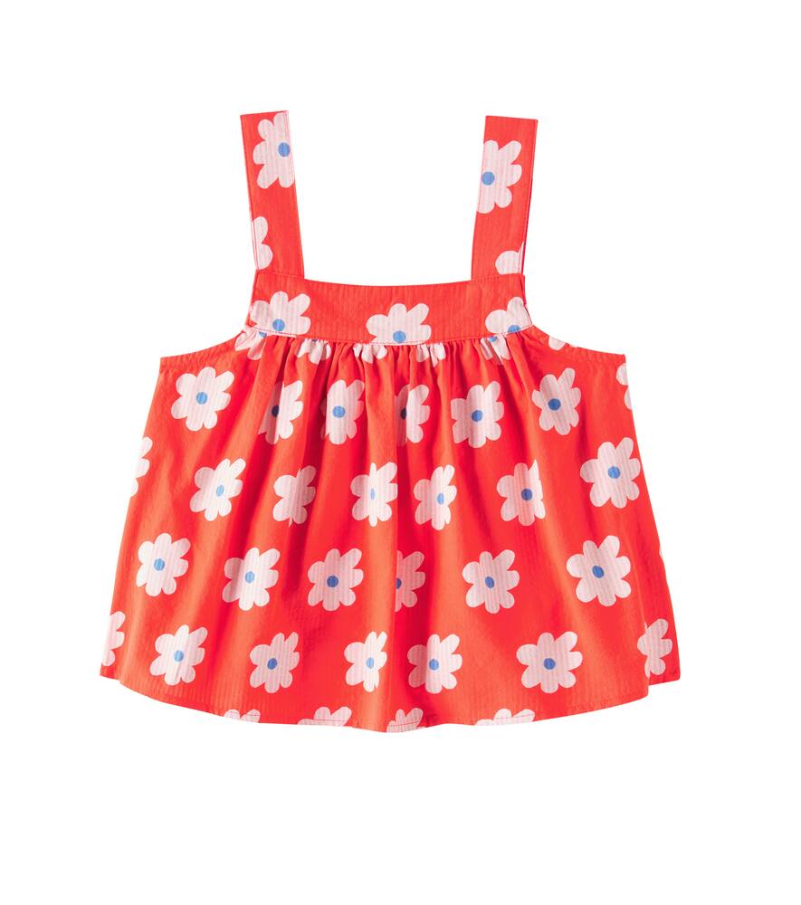 Jellymallow Floral Cotton Blouse In Red