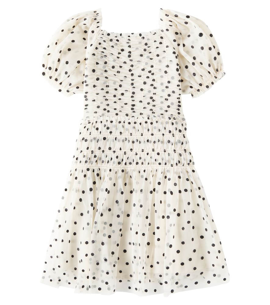 Konges Slojd Charlene Polka-dot Tulle Dress In Beige