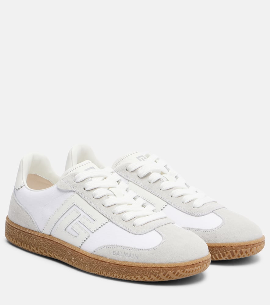 Balmain Swan Low-top Sneakers With Suede Accents In Gray