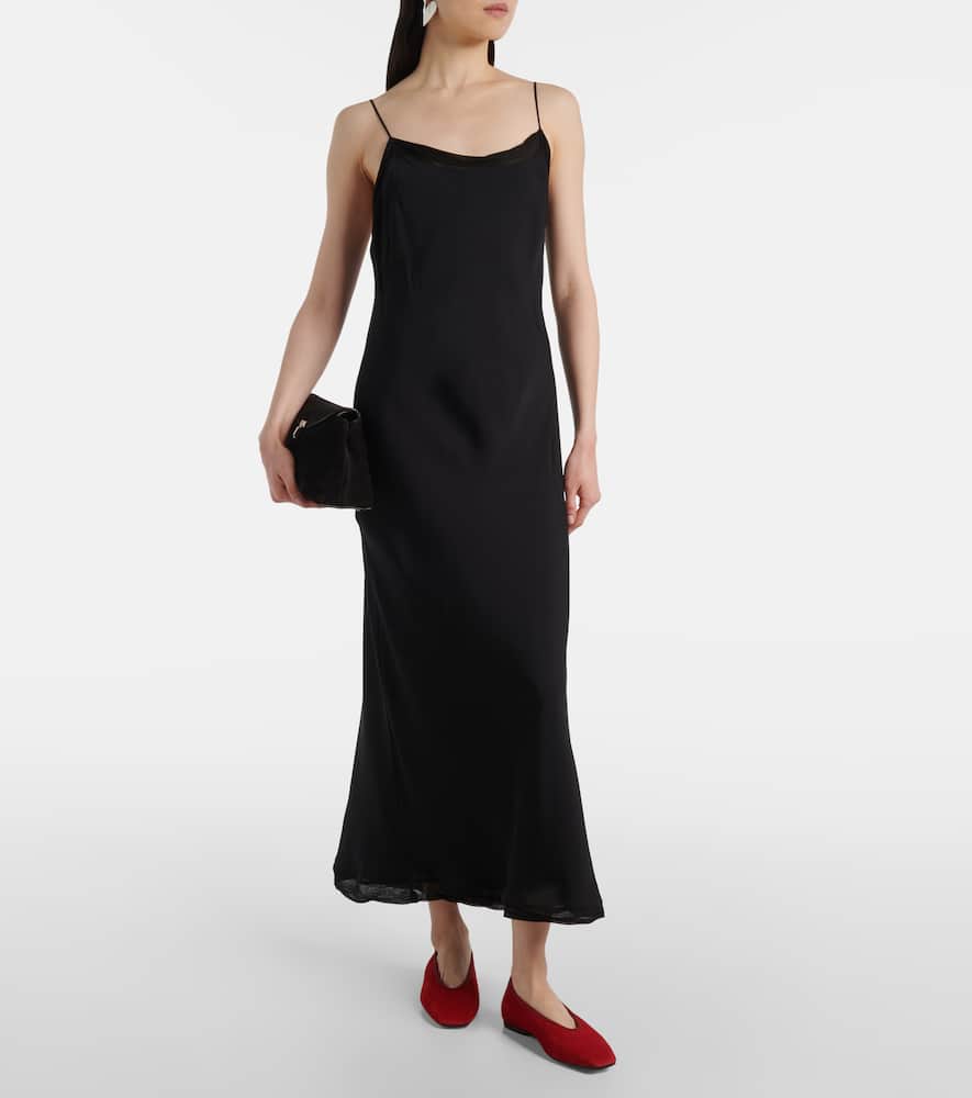 Totême Silk Satin Slip Dress In Black