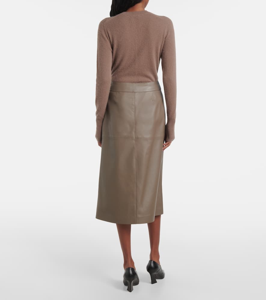 Joseph Leather Midi Skirt In Brown