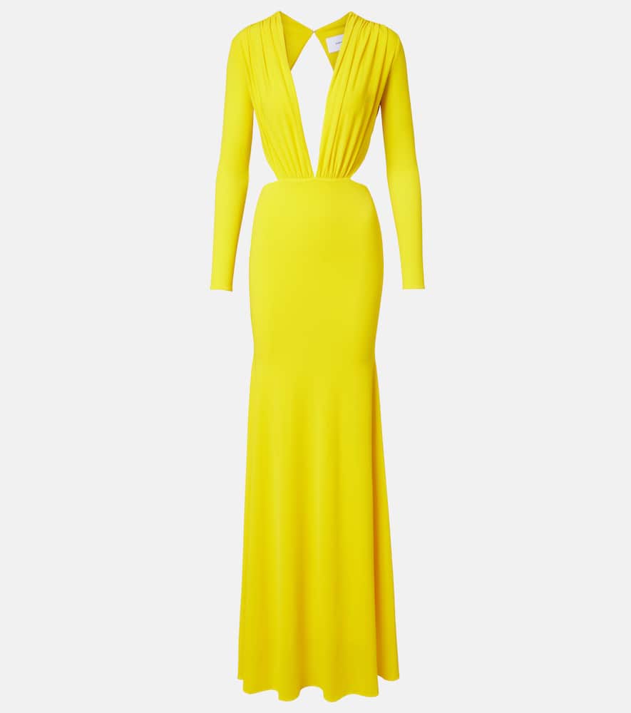 Ruched open-back crêpe jersey gown