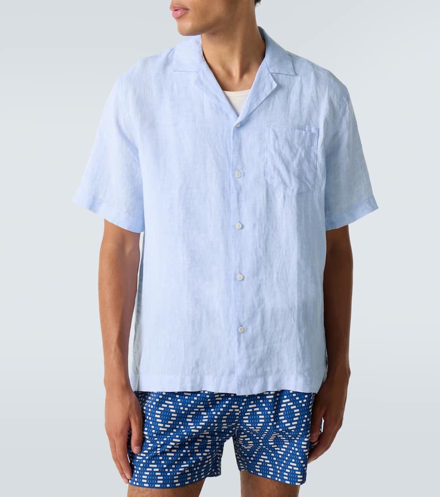Frescobol Carioca Angelo Linen Shirt In Blue