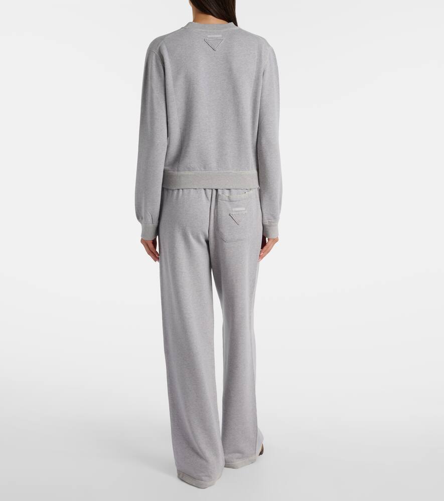 Prada Womens Grey Logo-print Round-neck Cotton Sweatshirt In Black