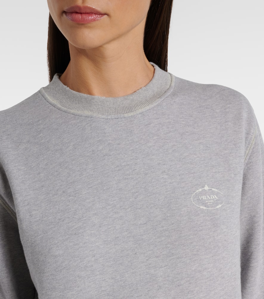 Prada Womens Grey Logo-print Round-neck Cotton Sweatshirt In Black