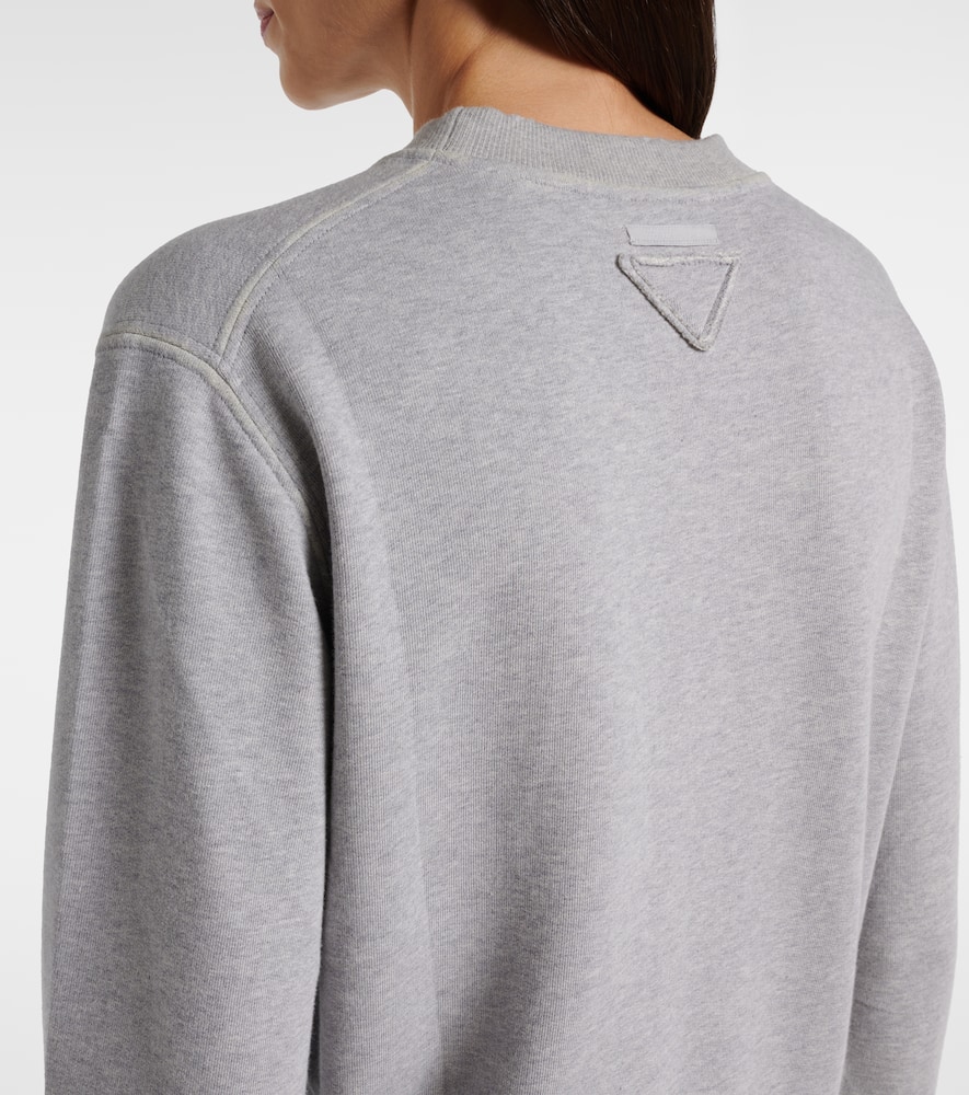 Prada Womens Grey Logo-print Round-neck Cotton Sweatshirt In Black