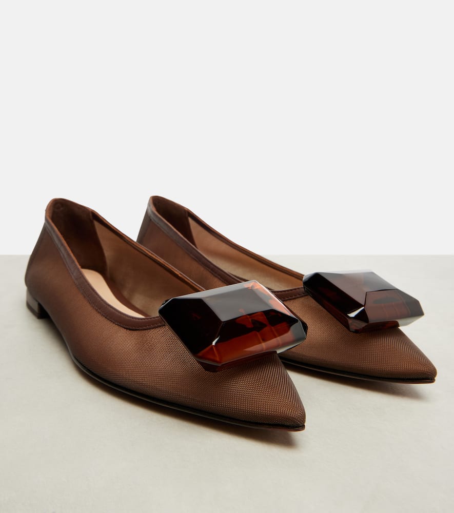 Gianvito Rossi Jaipur Embellished Ballet Flats In Brown