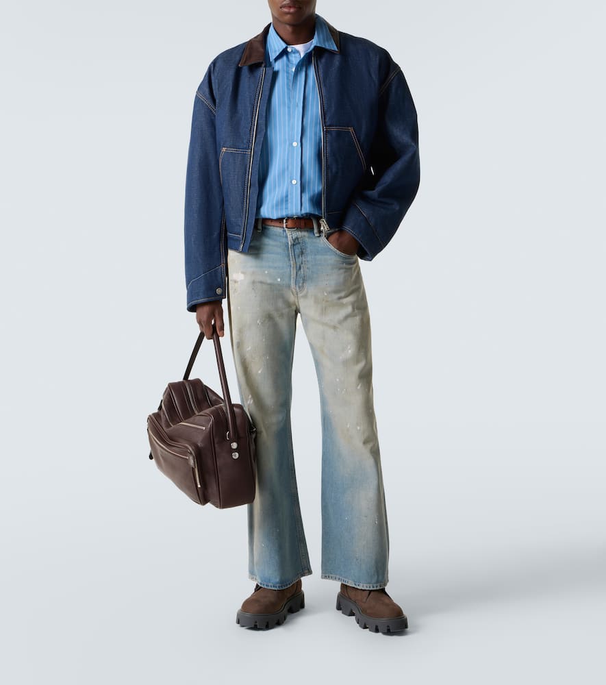 Acne Studios Men Denim Jacket With Contrasting Collar In Blue