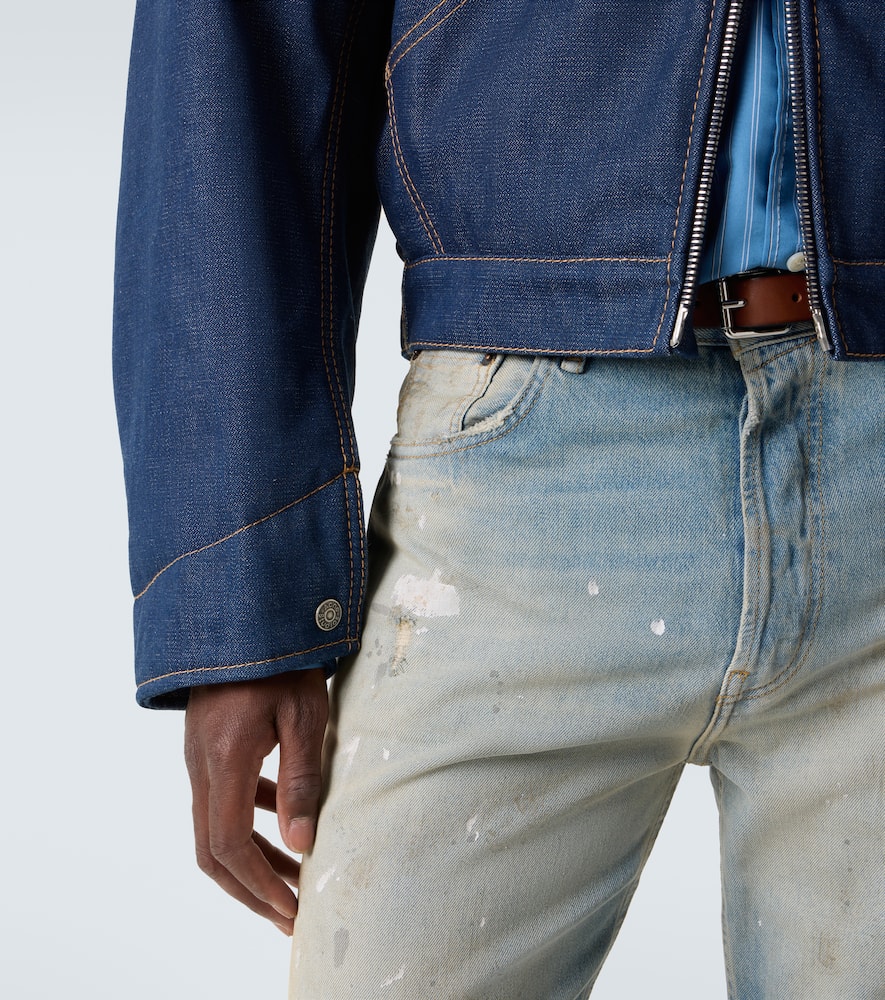 Acne Studios Men Denim Jacket With Contrasting Collar In Blue