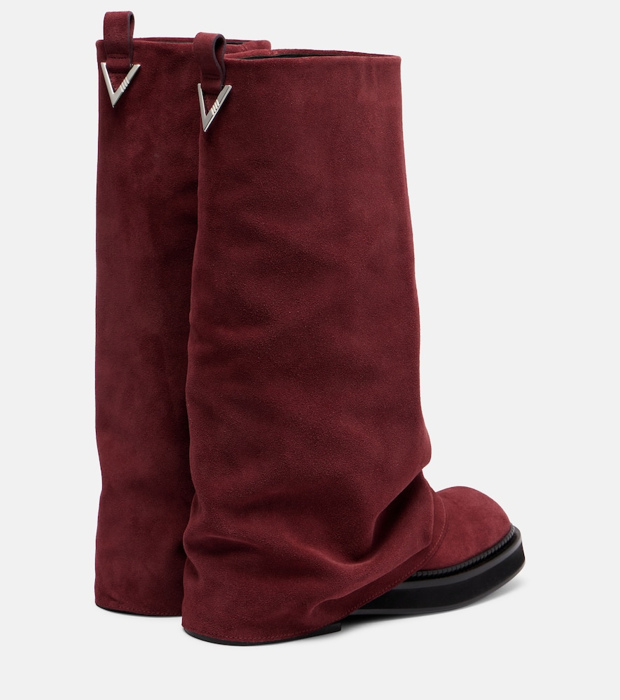 Attico Robin Suede Knee-high Boots In Burgundy