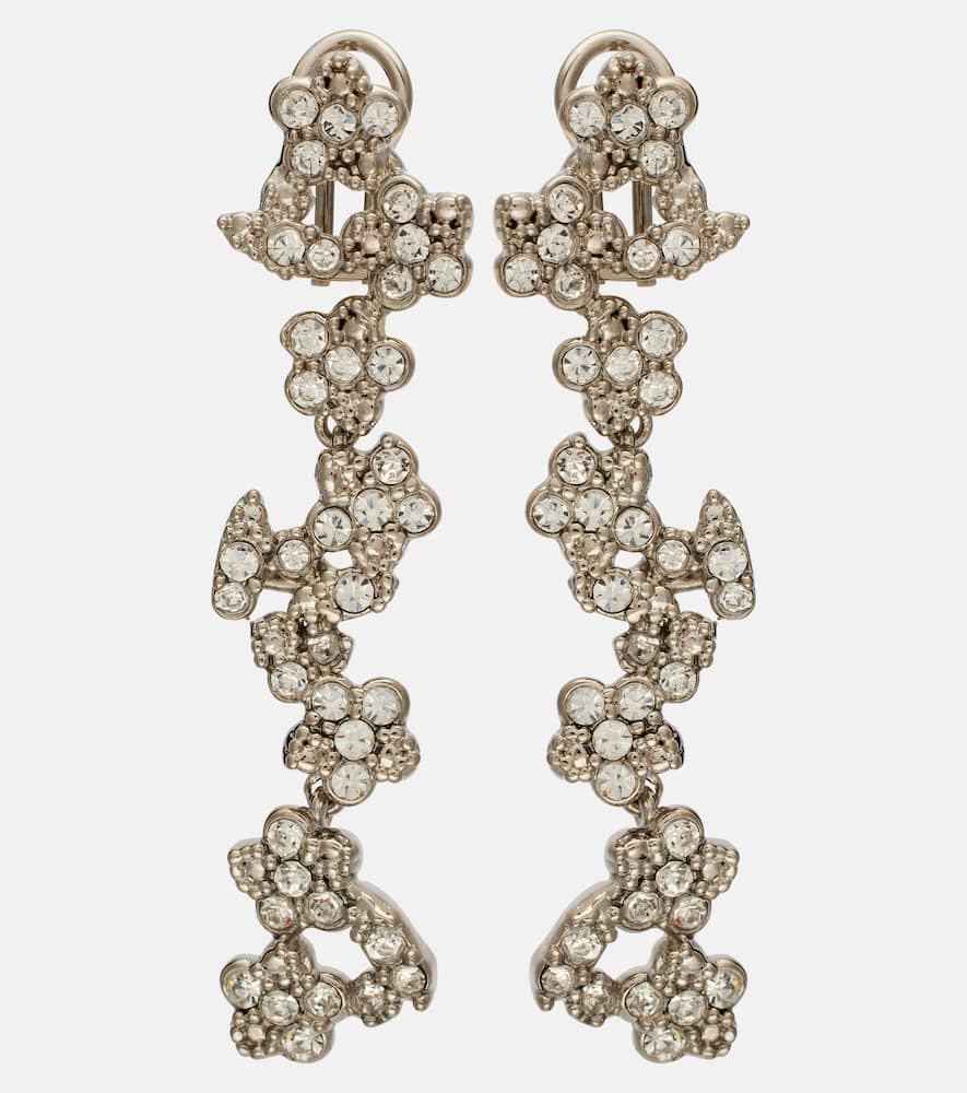 Jil Sander Crystal-embellished Drop Earrings In Silver