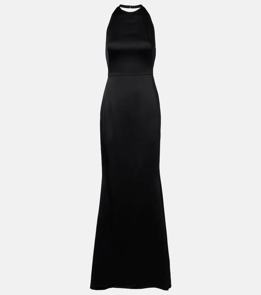 Open-back crêpe and satin gown