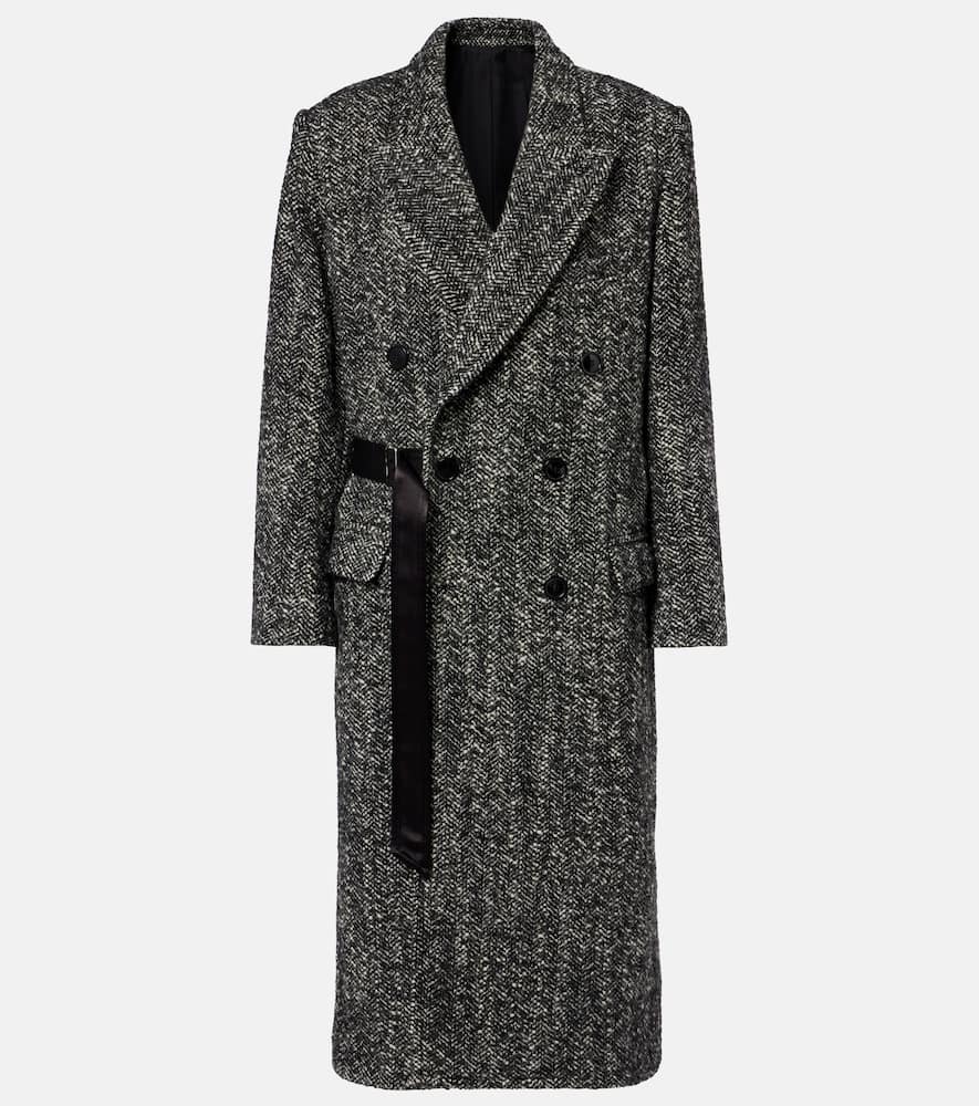Isabel Marant Ebyane Chevron Wool-blend Tweed Coat In Gray