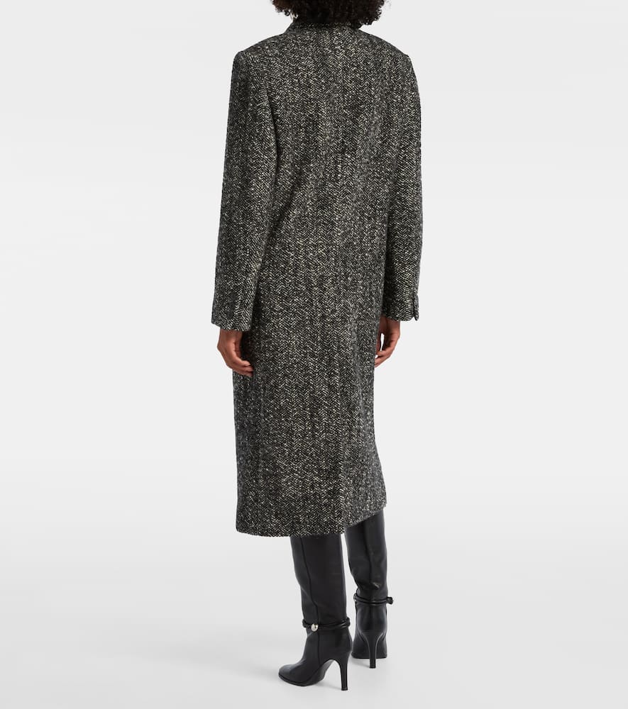 Isabel Marant Ebyane Chevron Wool-blend Tweed Coat In Gray