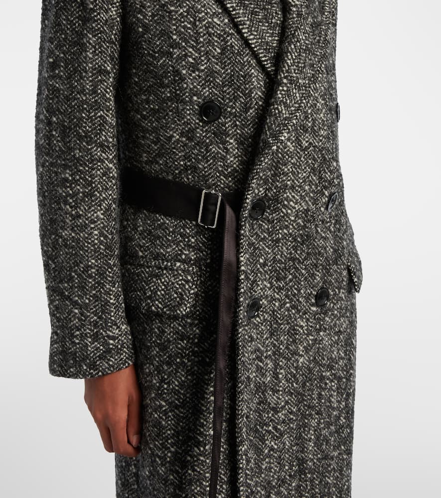 Isabel Marant Ebyane Chevron Wool-blend Tweed Coat In Gray
