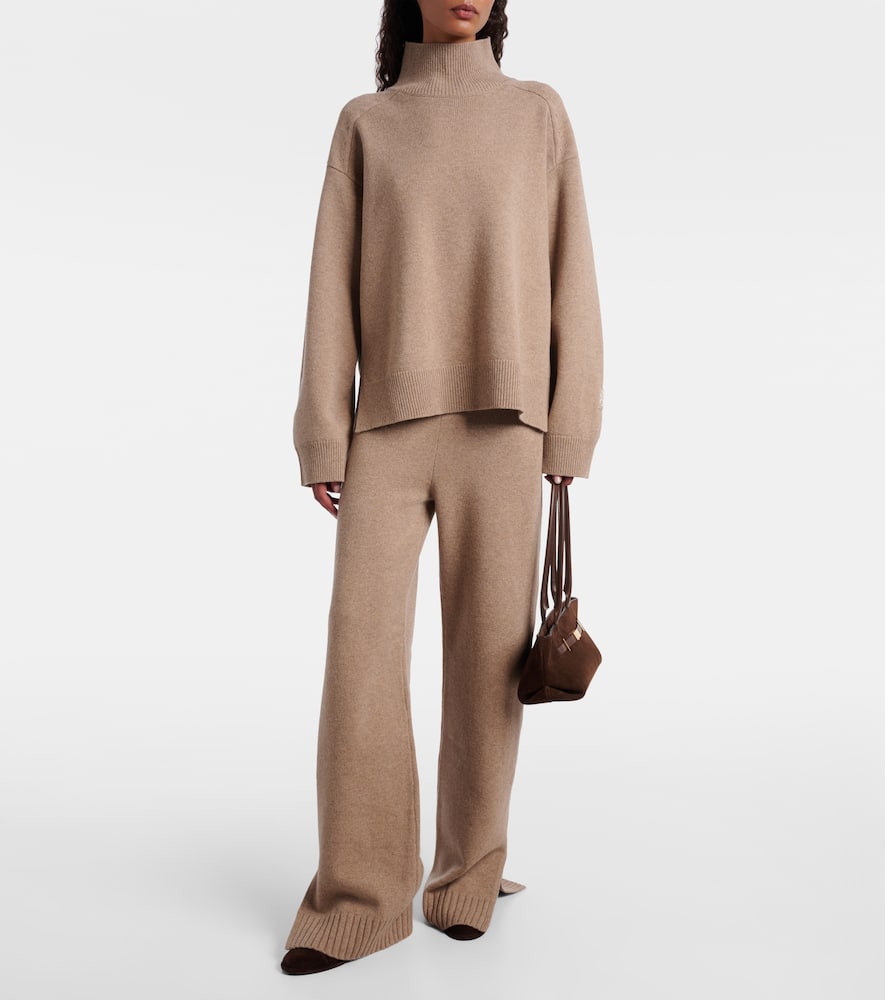 Tory Burch Knitted Wool Sweatpants In Brown