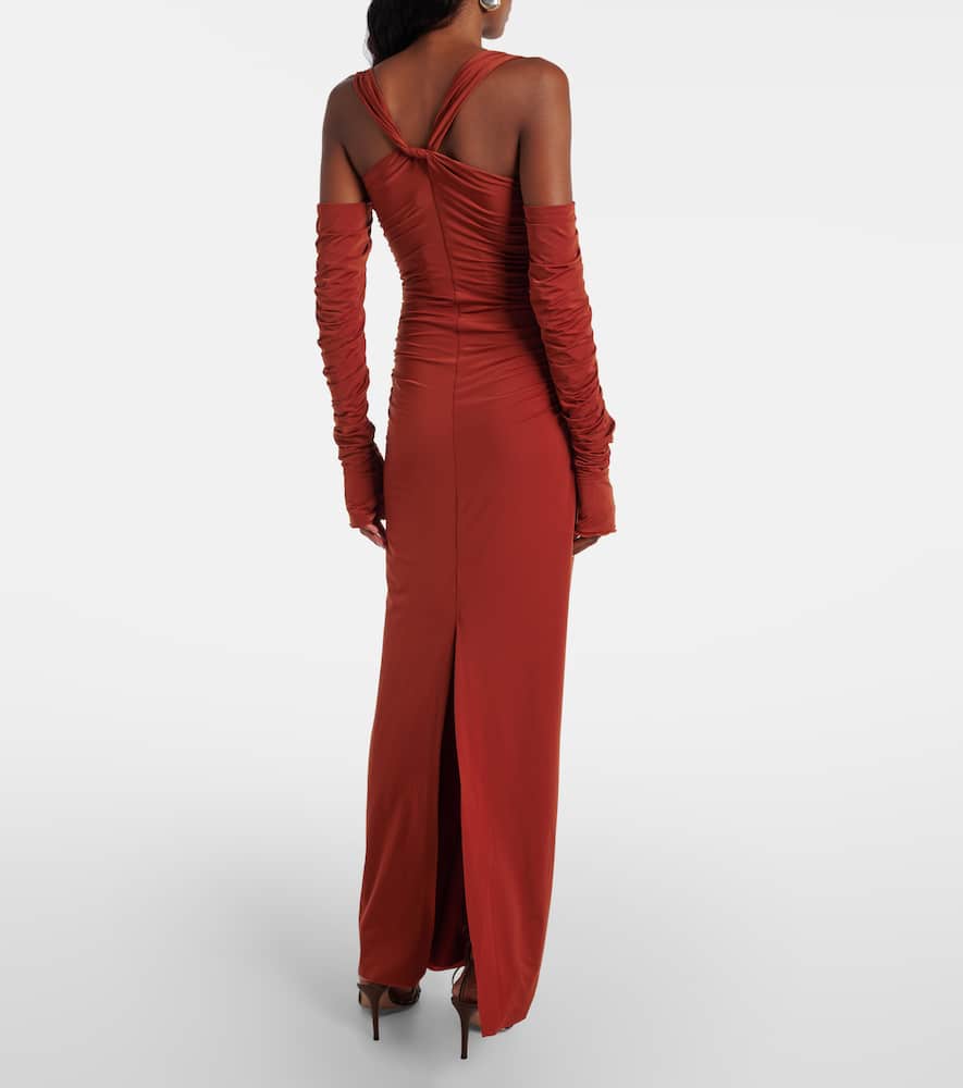 Sir Rosseli Gathered Jersey Maxi Dress In Brown