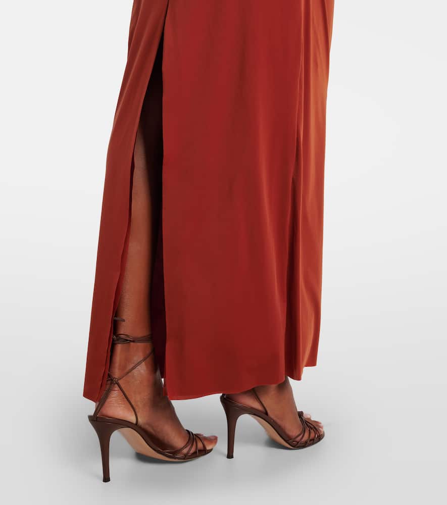 Sir Rosseli Gathered Jersey Maxi Dress In Brown