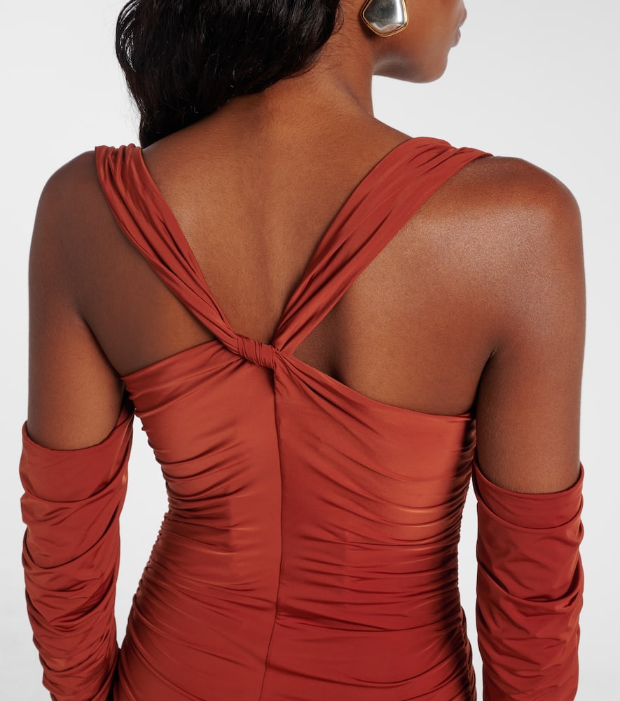 Sir Rosseli Gathered Jersey Maxi Dress In Brown