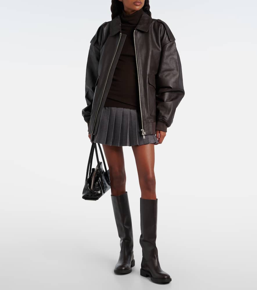 The Frankie Shop Utica Thin Wool And Silk Turtleneck Sweater In Brown