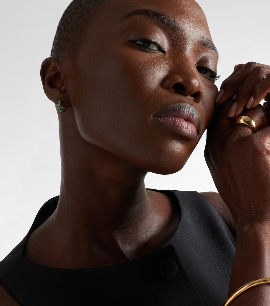Anita Ko Graduated 18kt Gold Huggie Earrings With Emeralds In Green