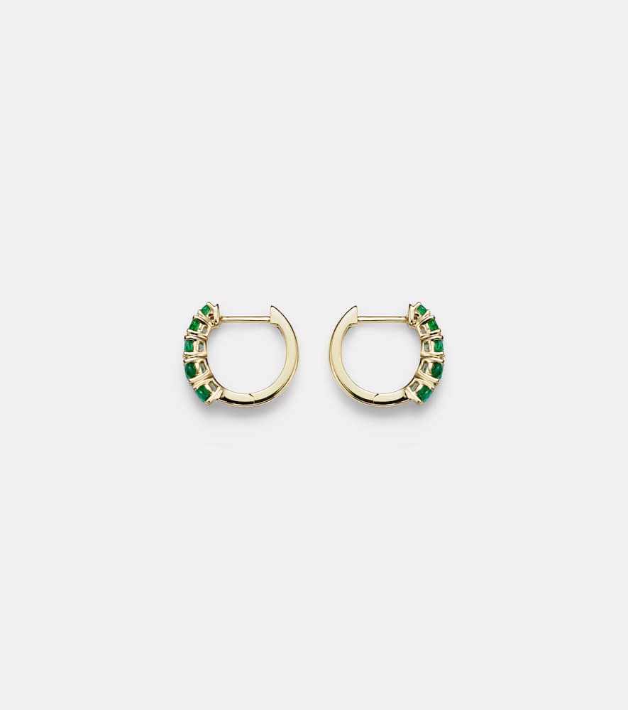 Anita Ko Graduated 18kt Gold Huggie Earrings With Emeralds In Green
