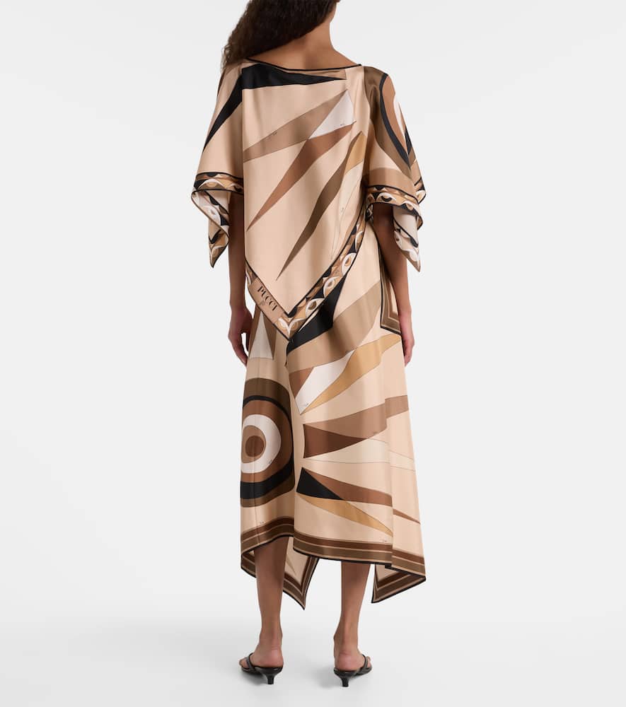 Pucci Hawaii Silk Satin Cape In Brown