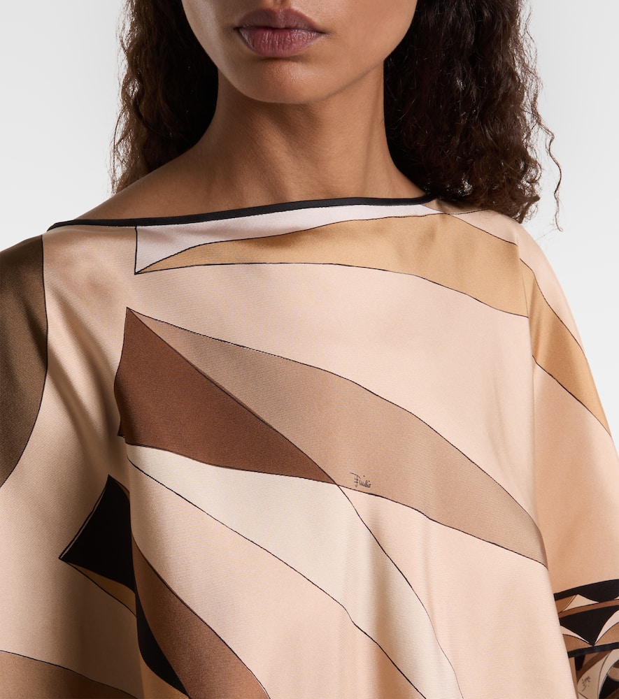 Pucci Hawaii Silk Satin Cape In Brown