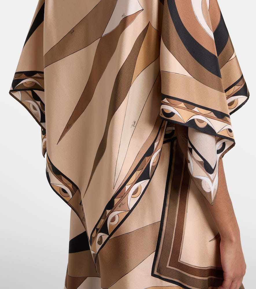 Pucci Hawaii Silk Satin Cape In Brown