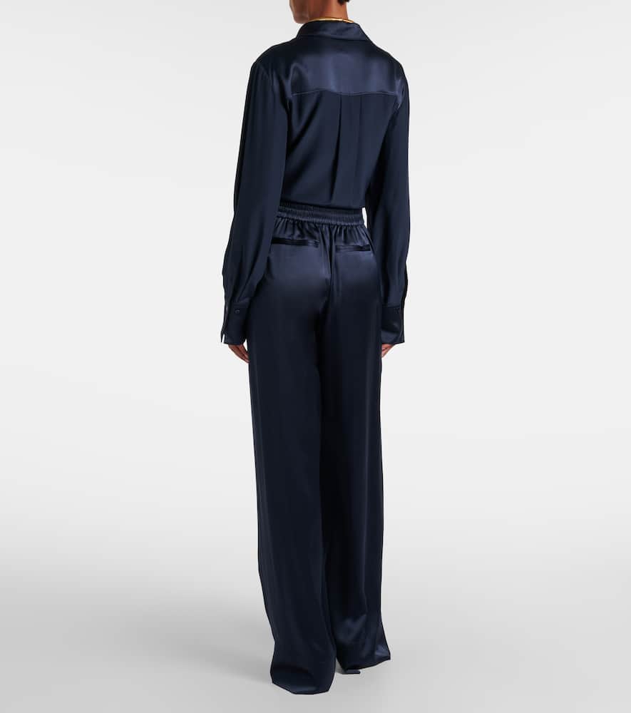 Joseph Dijon Silk Satin Wide-leg Pants In Animal Print