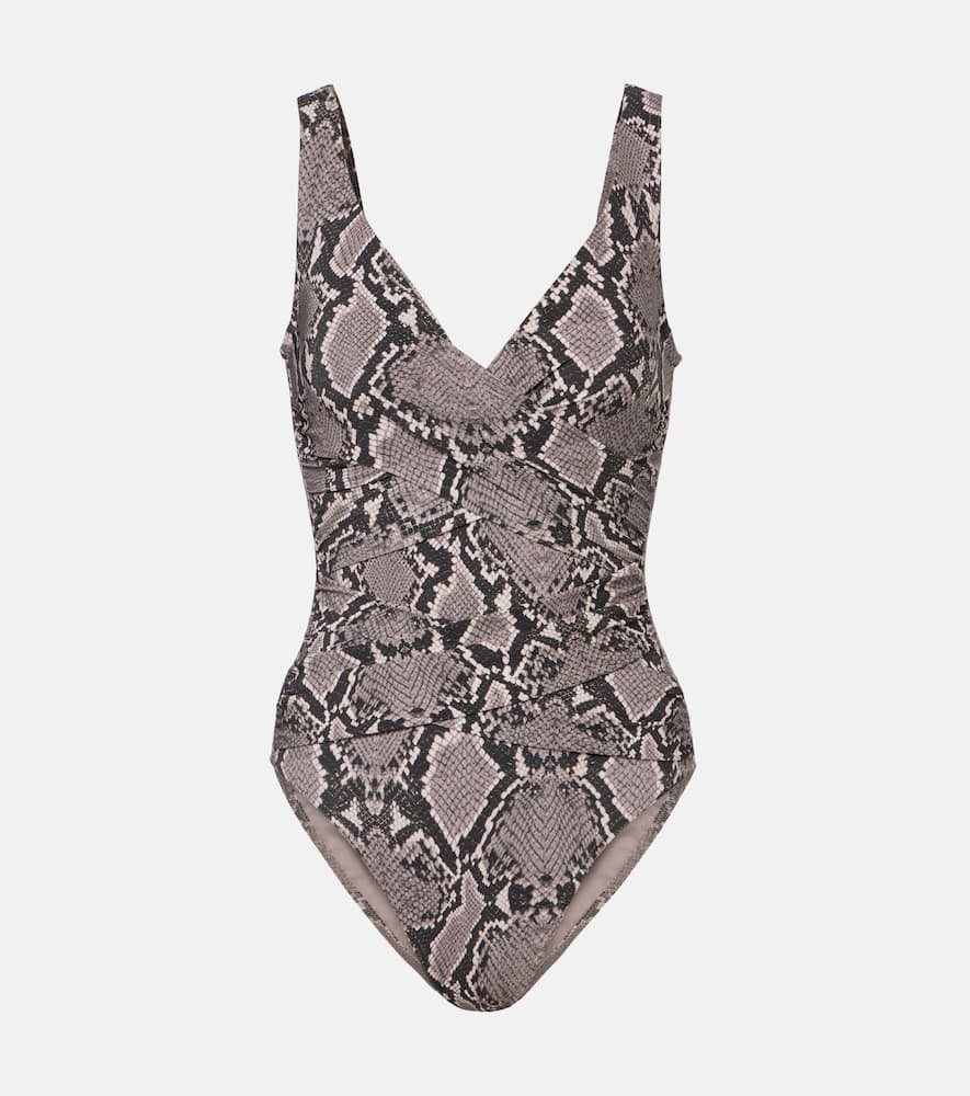 Karla Colletto Lilith Snake-effect Swimsuit In Gray