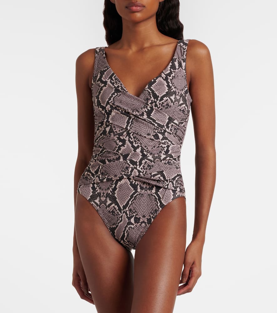 Karla Colletto Lilith Snake-effect Swimsuit In Gray