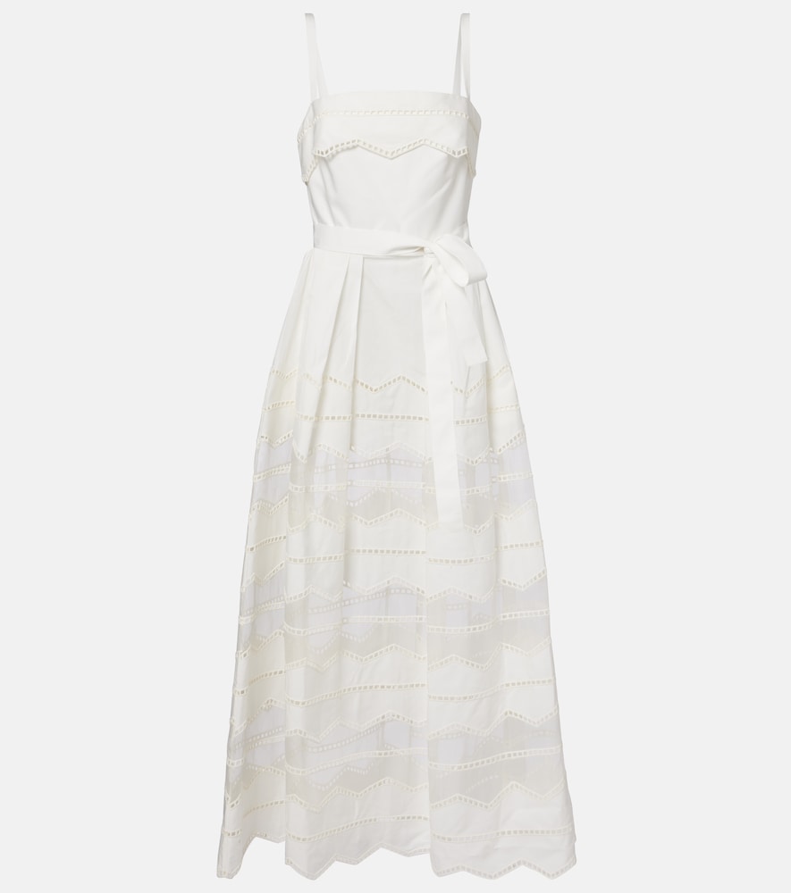 Elie Saab Belted organza-trimmed cotton maxi dress