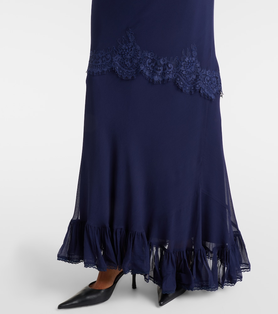 Lace-Trimmed Georgette Gown