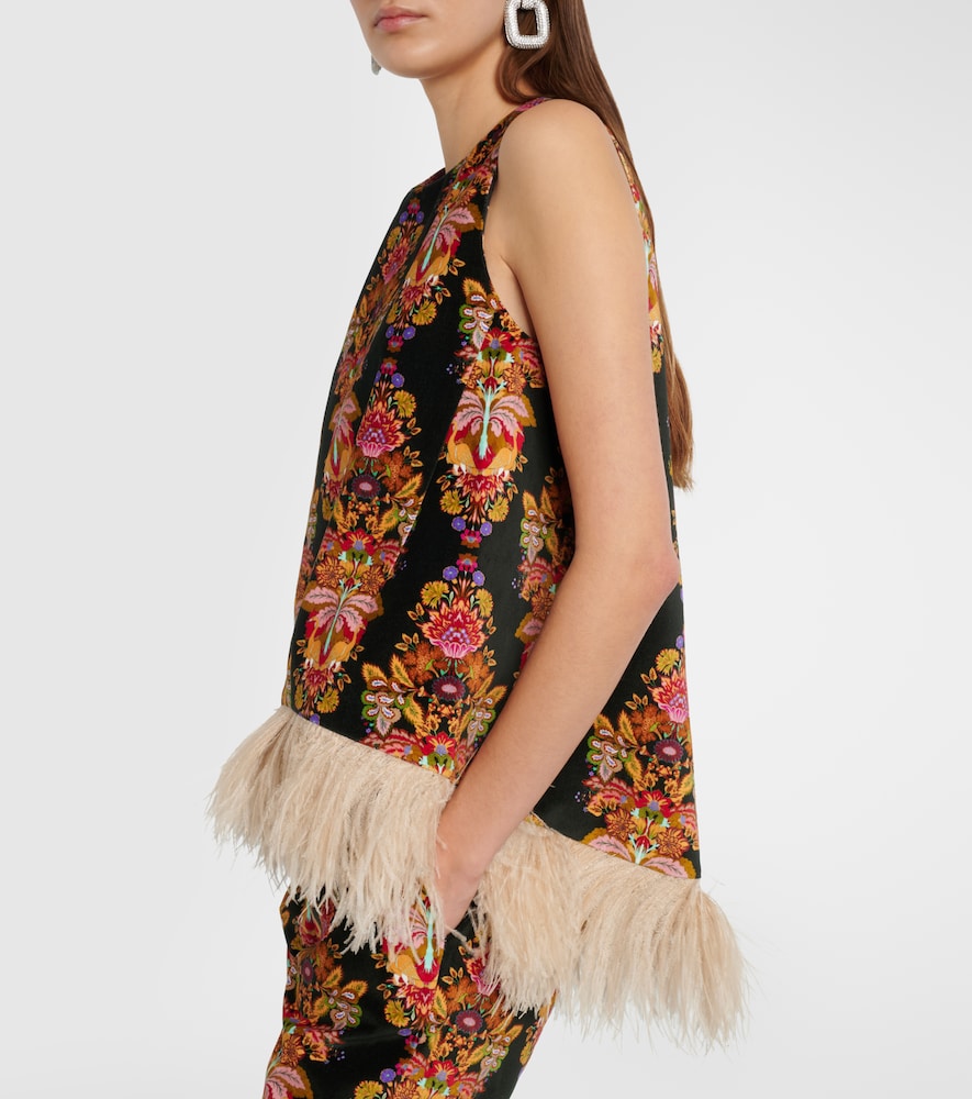 La Scala Feather-Trimmed Cotton Top