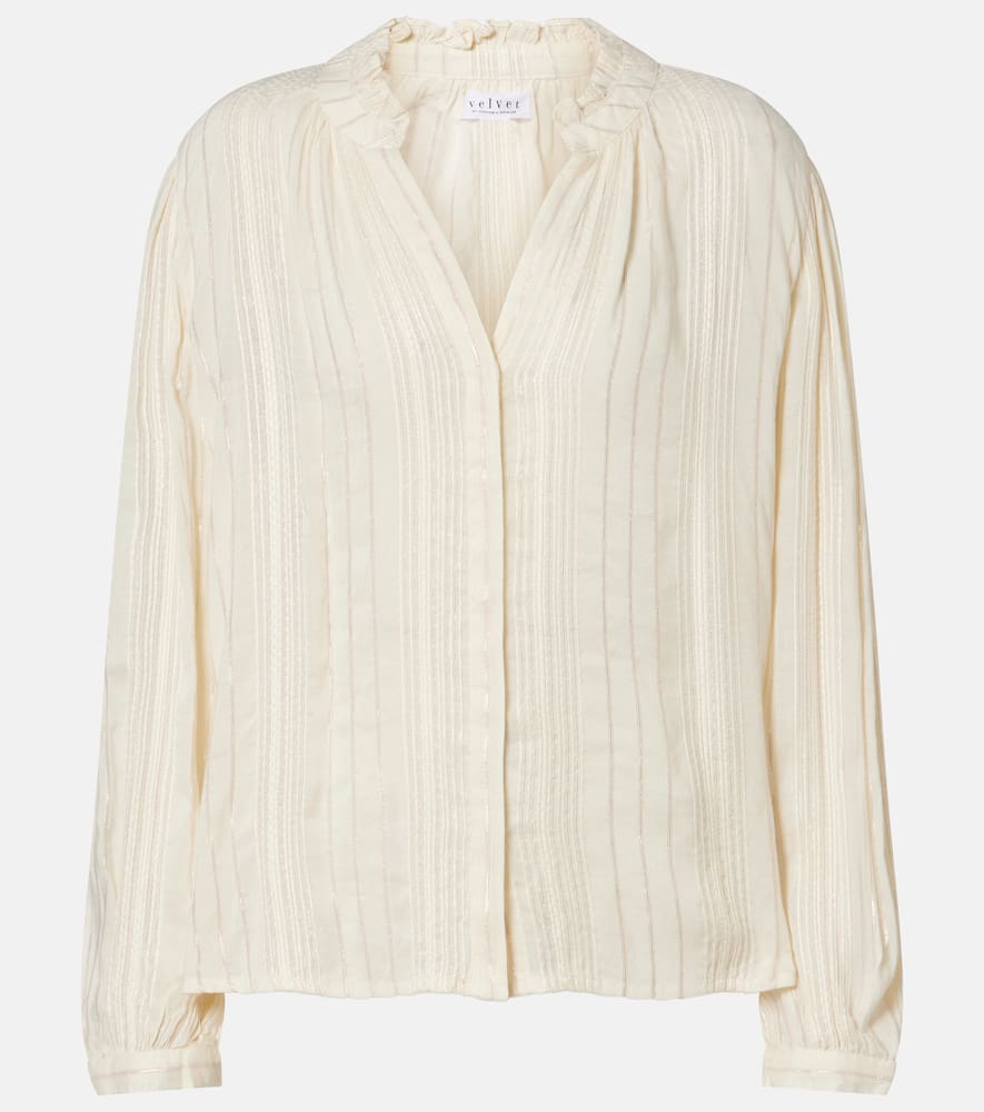 Velvet Cynthia Striped Blouse In White